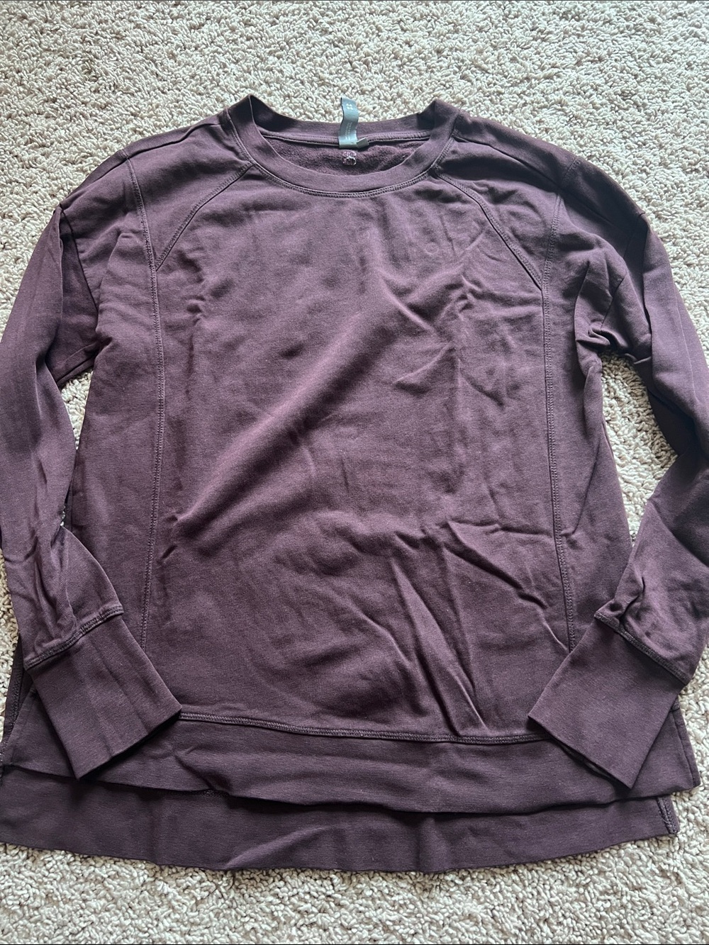 Sweaty Betty Afterclass Longline Crewneck Top - Plum/Maroon Size Small